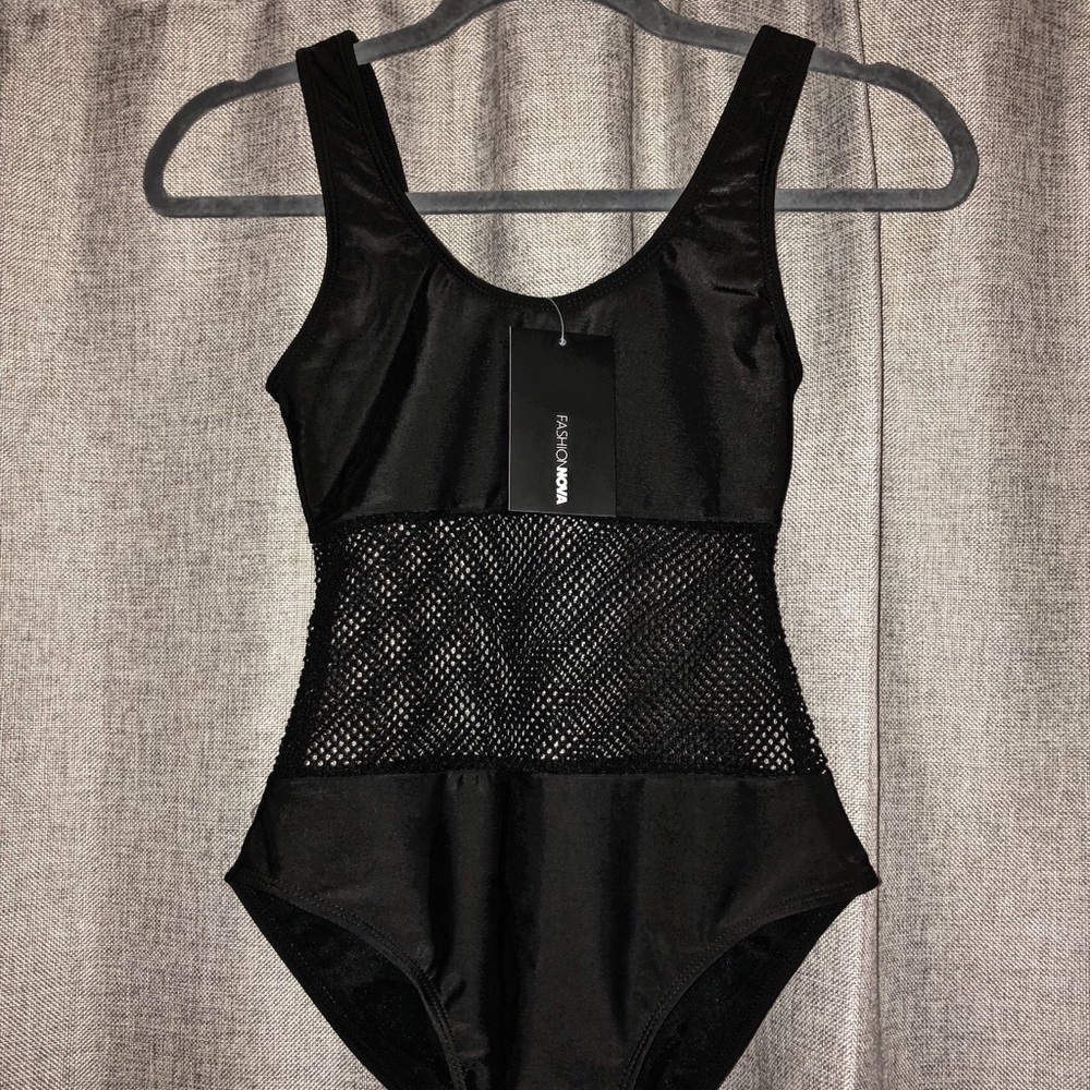 Black one piece bathing suit